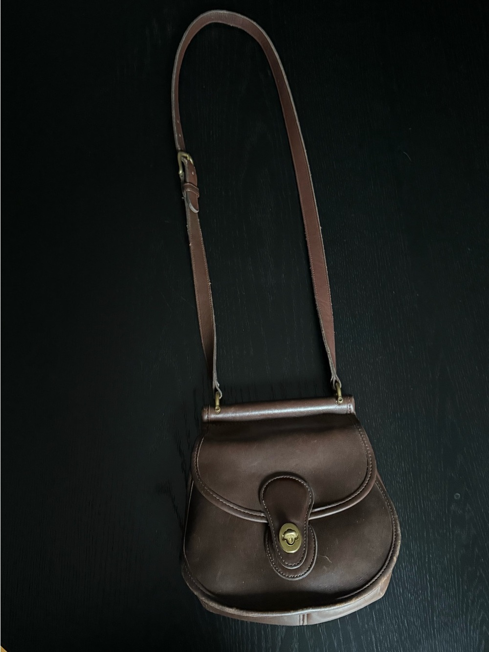 Vintage Coach Brown Post Pouch Crossbody Bag